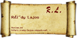 Rády Lajos névjegykártya